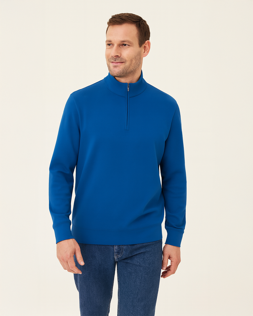 Regular Fit Sweatshirt mit Reißverschluss Half Zip