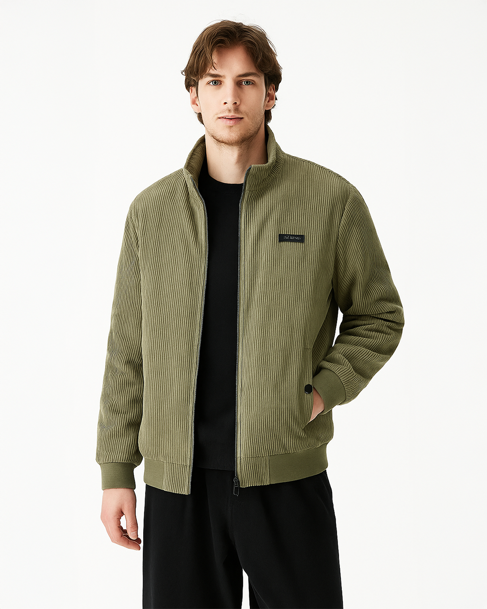 Gefütterte Cordjacke mit Stehkragen