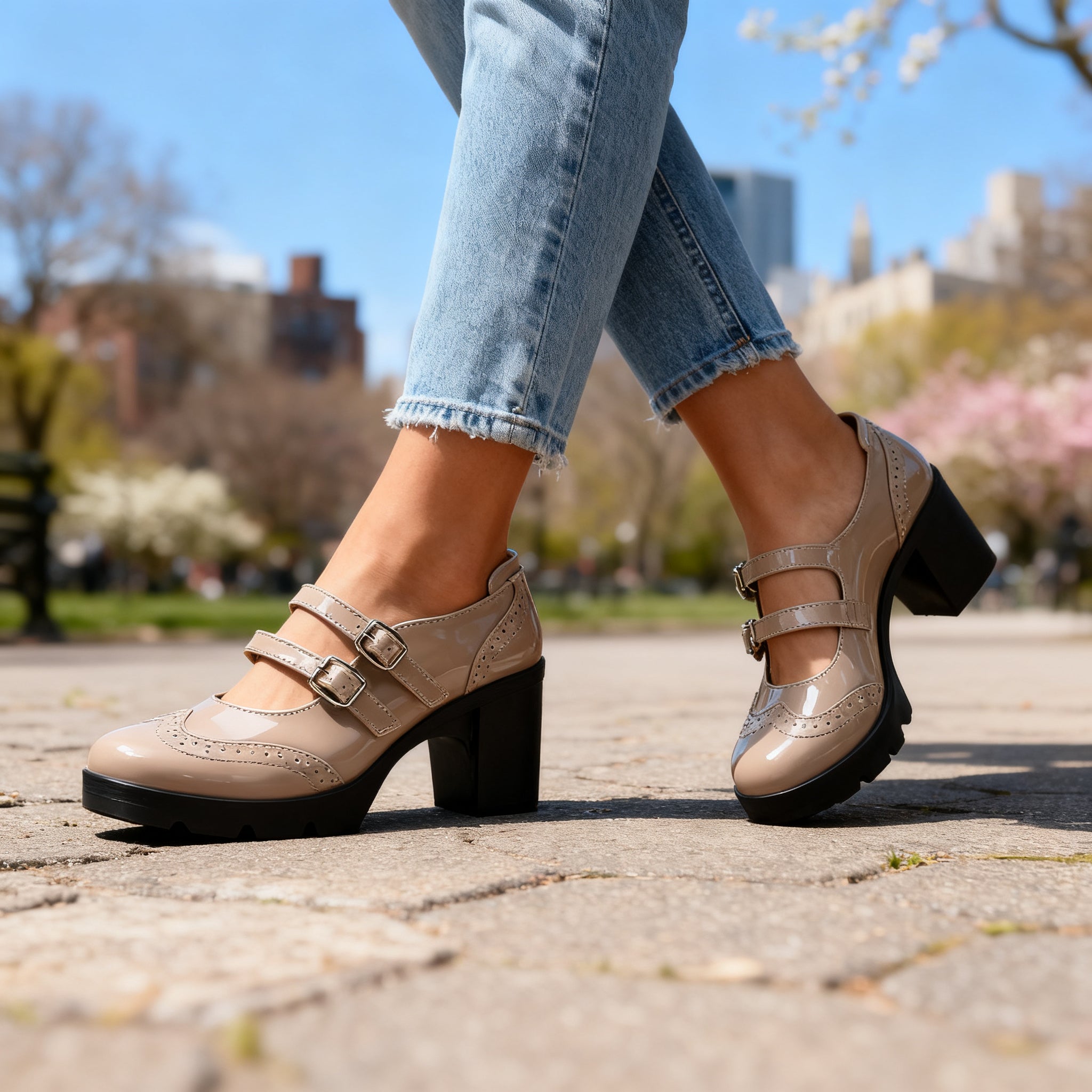 Brexley | Damen Schuhe Schuhe Damen Mary Jane Doppelriemen Elegant Casual 2