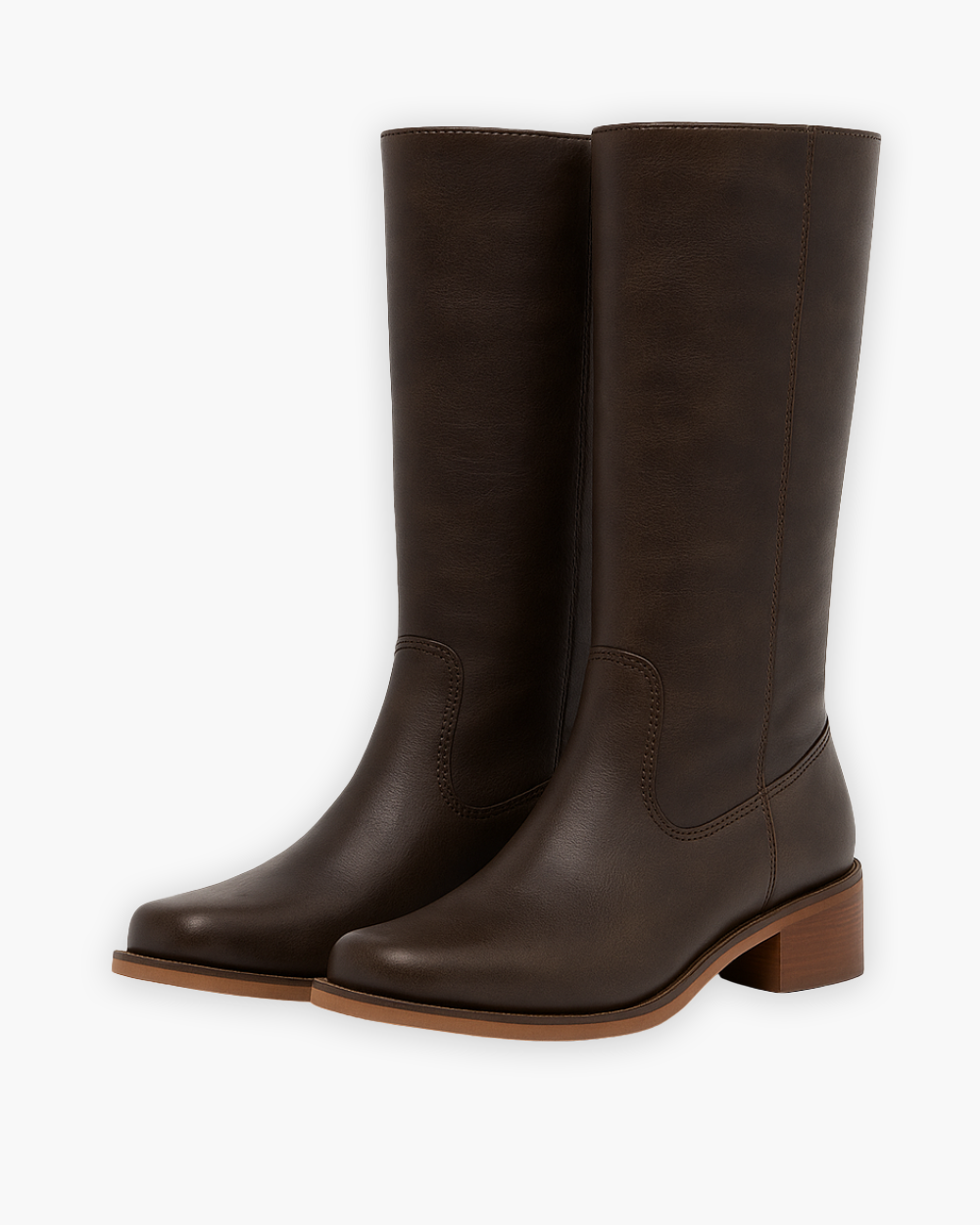 Blockabsatz kniehohe Stiefel mit rundem Zehenbereich