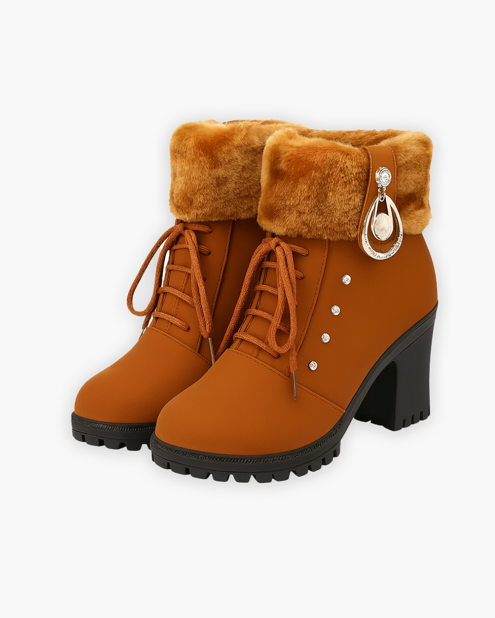 Absatz Stiefeletten mit Zierschnalle und Strassdetails