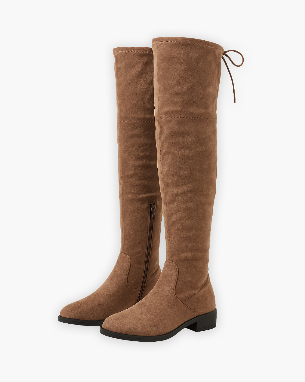 Flache Overknee Stiefel mit seitlichem Reißverschluss