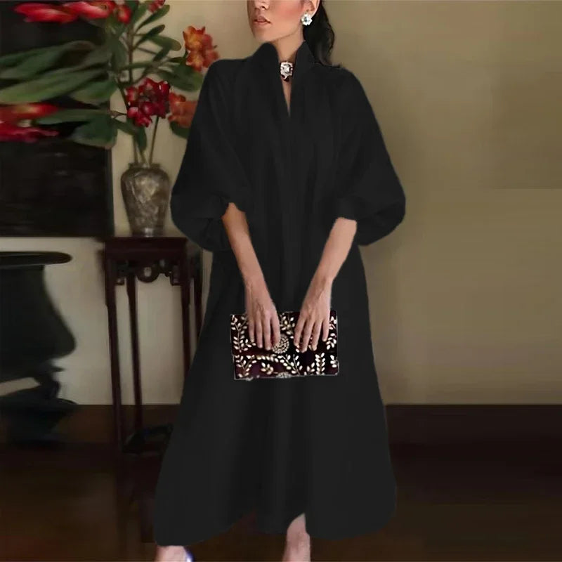 Celestia | Elegantes, Hochgeschlossenes & Fließendes Damen-Maxikleid 1