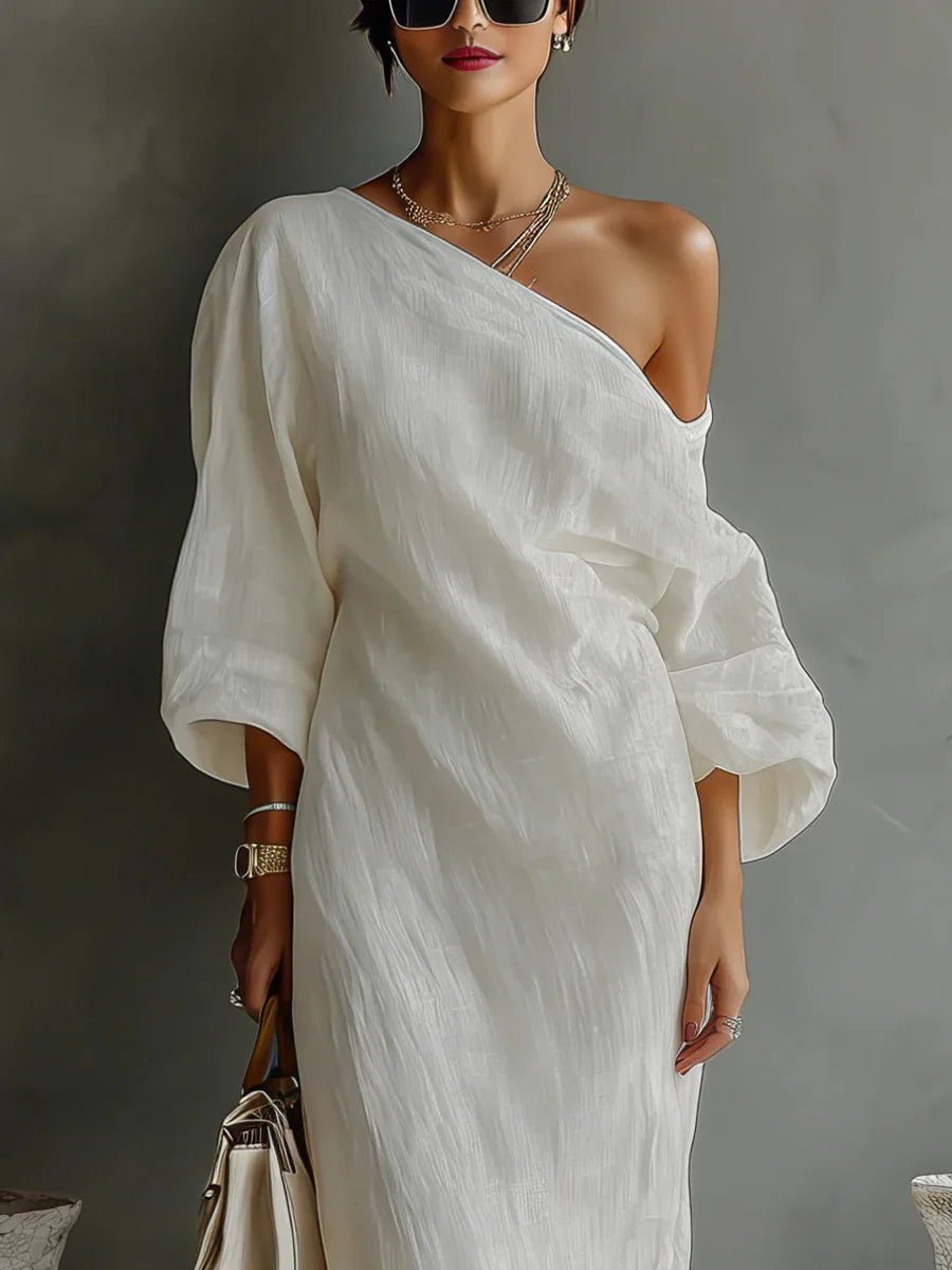 Celia | Elegantes, Atmungsaktives Maxikleid für Damen – Sommer One-Shoulder-Look 1