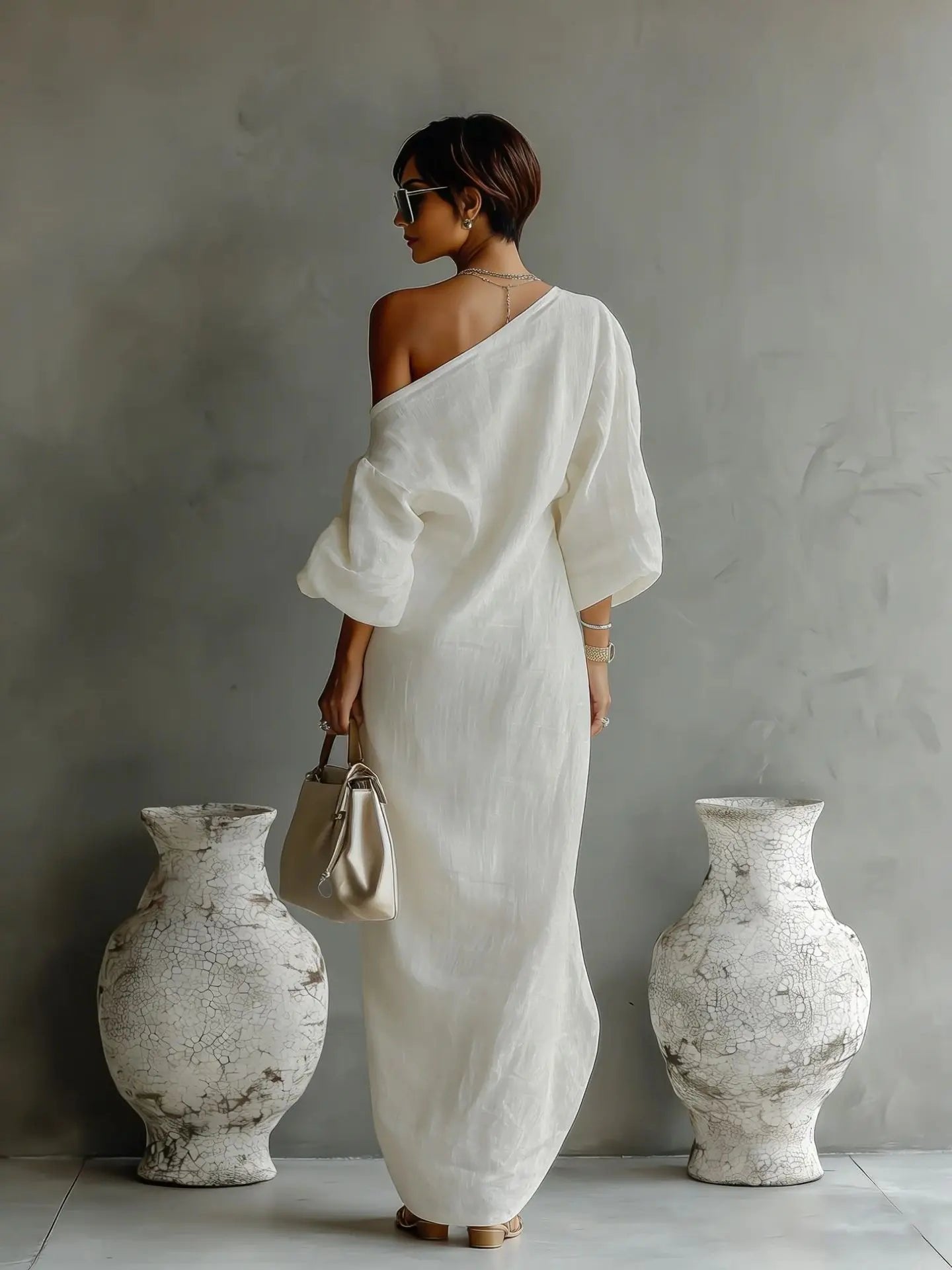 Celia | Elegantes, Atmungsaktives Maxikleid für Damen – Sommer One-Shoulder-Look 2