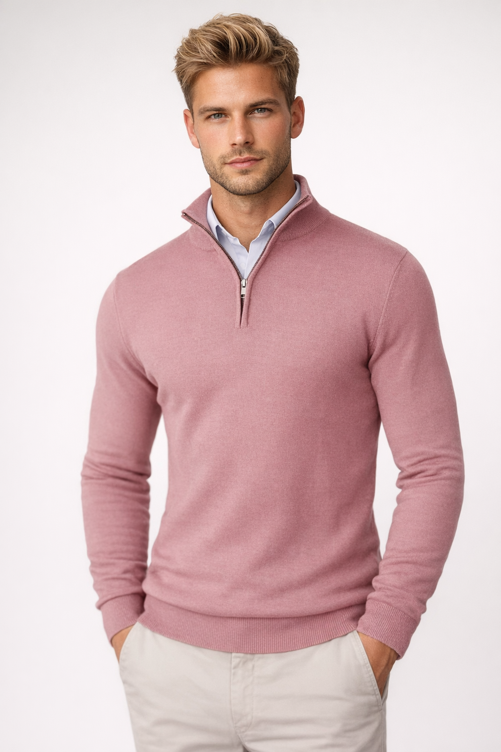 Christopher | Herren-Pullover mit halbem Reißverschluss und hohem Kragen 2