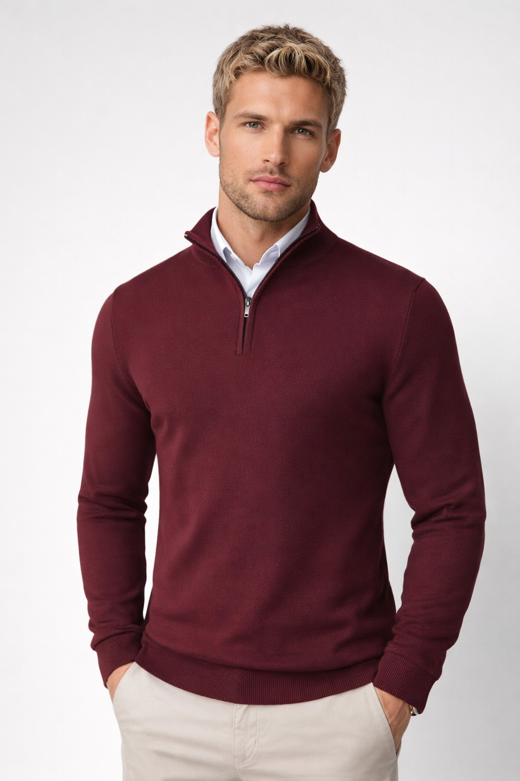 Christopher | Herren-Pullover mit halbem Reißverschluss und hohem Kragen 3
