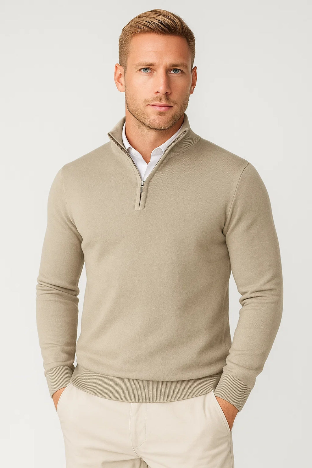 Christopher | Herren-Pullover mit halbem Reißverschluss und hohem Kragen 8