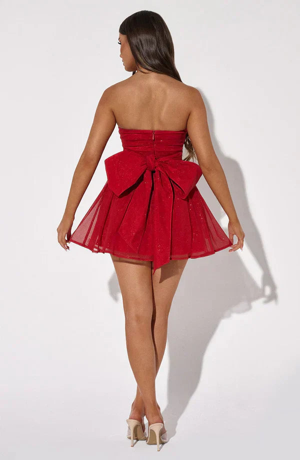 Dalia | Kurzes Homecoming-Kleid mit Glitzerschleife 2