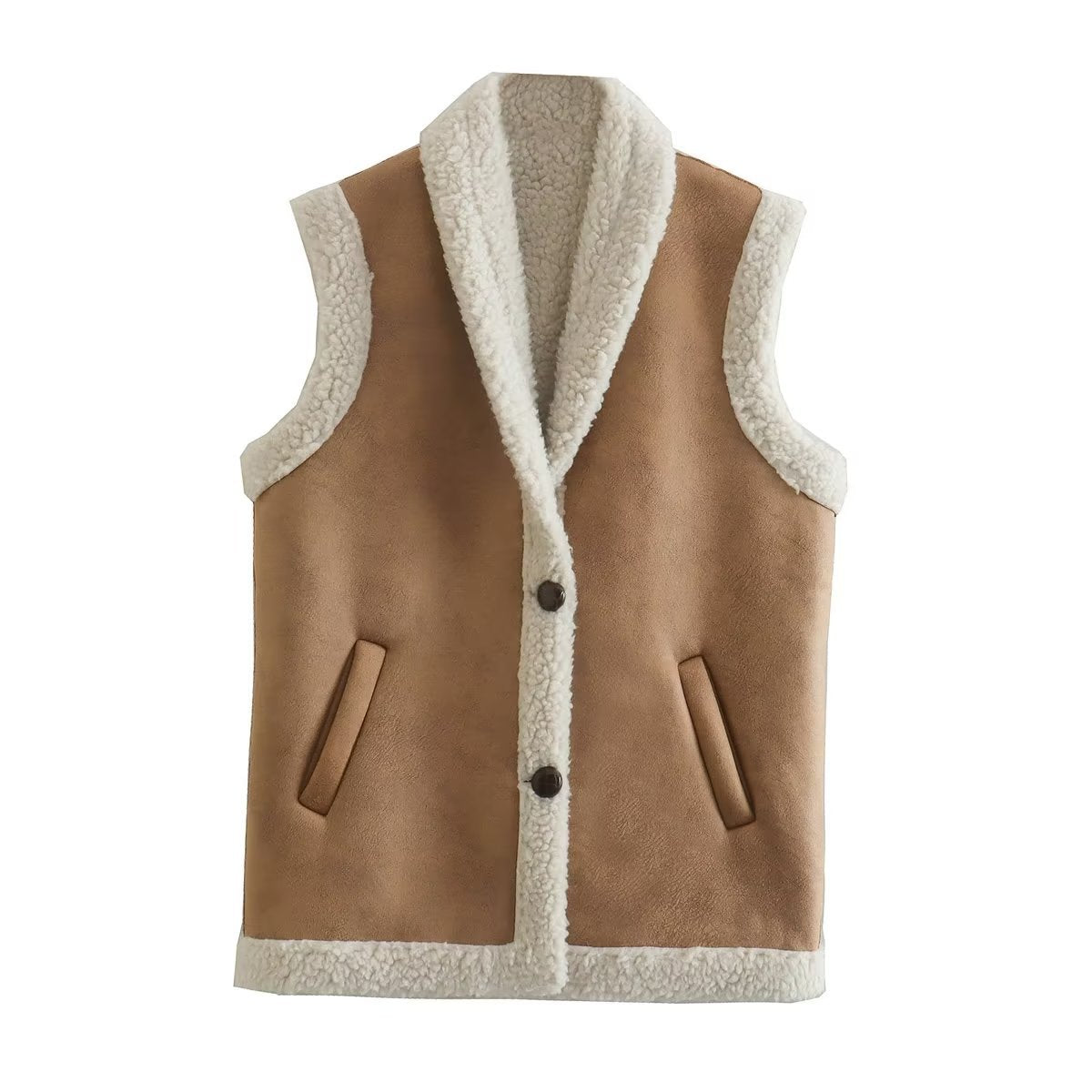 Damen Weste aus Kunstfell mit elegante Knopfdetails Drune 0