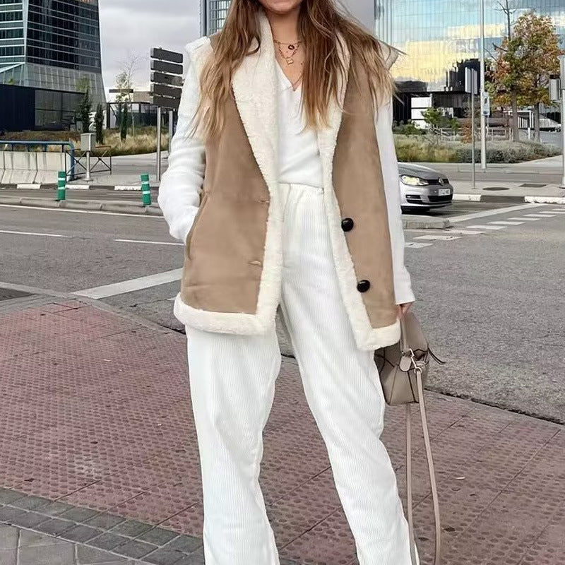 Damen Weste aus Kunstfell mit elegante Knopfdetails Drune 2