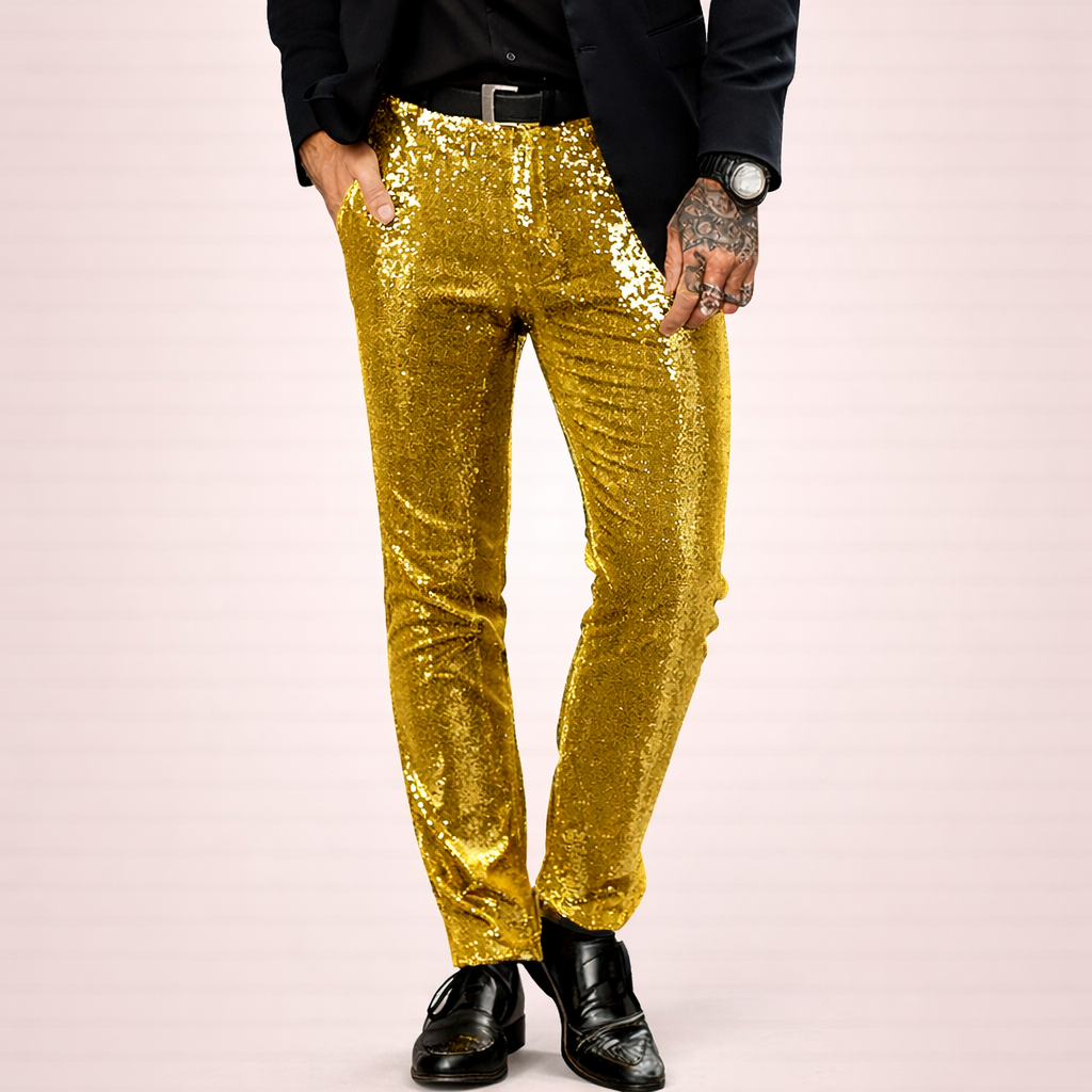 Devid | Paillettenhose Herren Glamour Extravaganter Stil Slim Fit 8