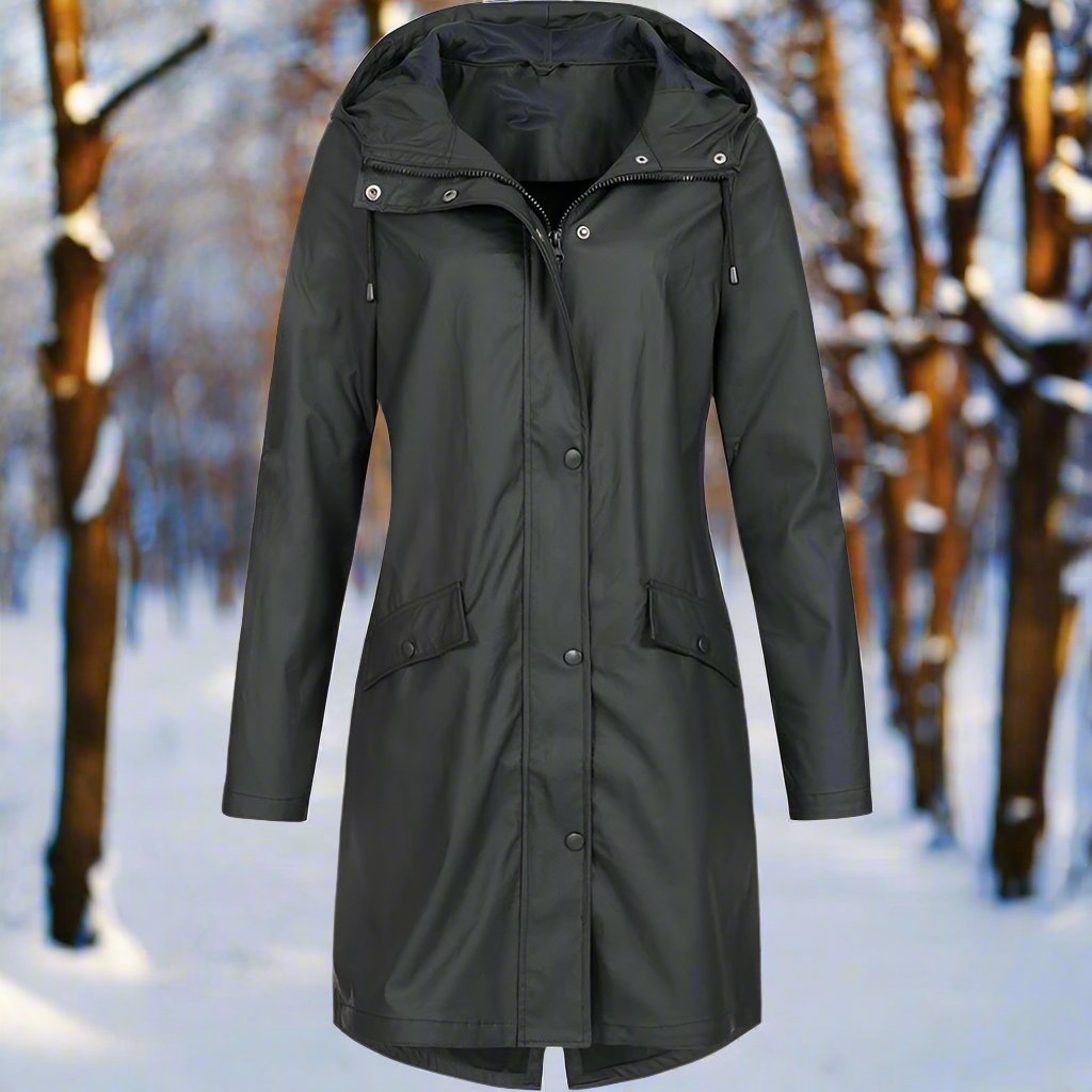 Drune | Hooded Rain Jacket Casual Fit Mid Thigh Weatherproof 0