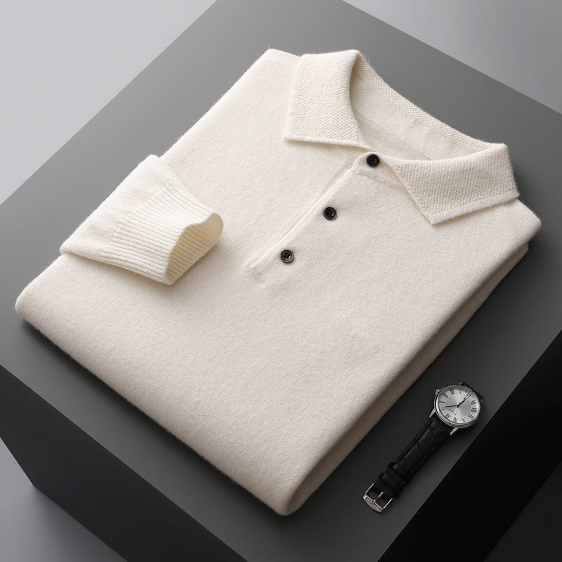 Edward | Herren-Polo-Pullover aus Strickbaumwolle mit langen Ärmeln und drei Knöpfen 0