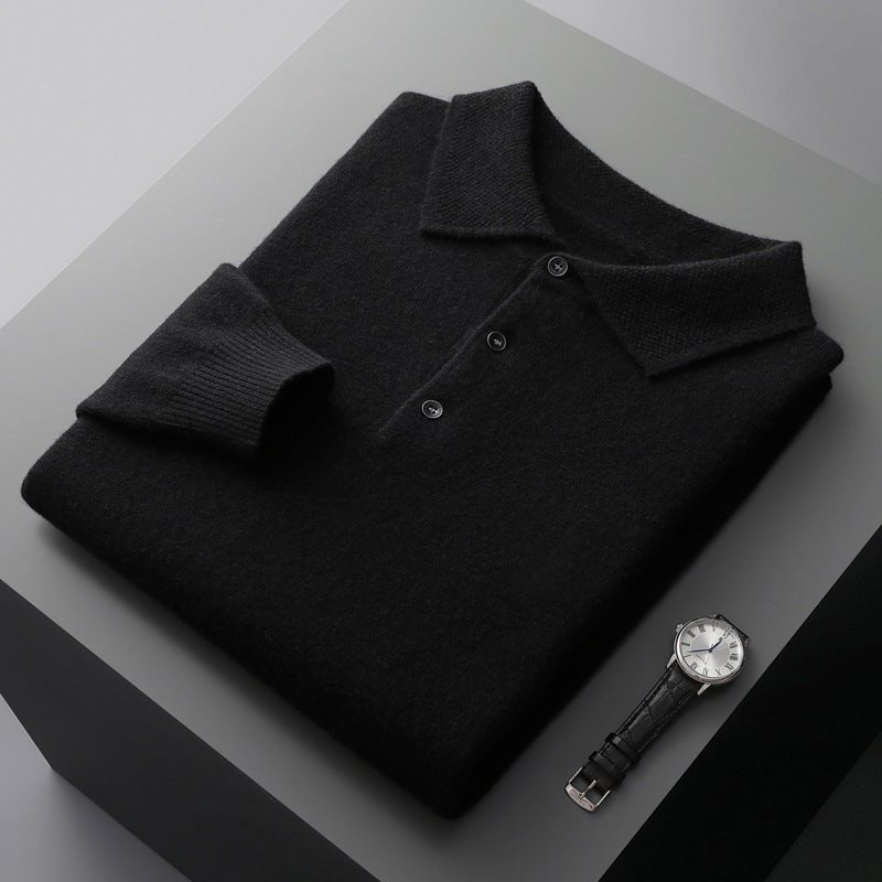Edward | Herren-Polo-Pullover aus Strickbaumwolle mit langen Ärmeln und drei Knöpfen 4
