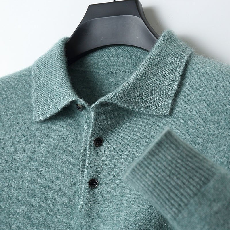 Edward | Herren-Polo-Pullover aus Strickbaumwolle mit langen Ärmeln und drei Knöpfen 6