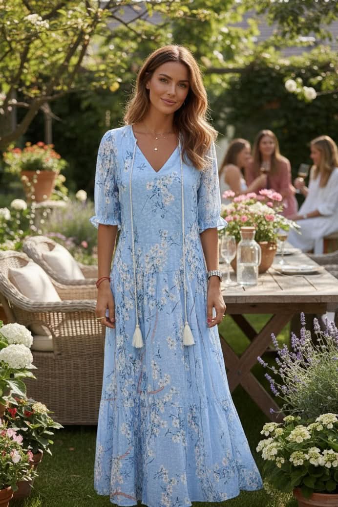 Eleanor | Boho-Maxikleid mit Aquarellblumenmuster 3