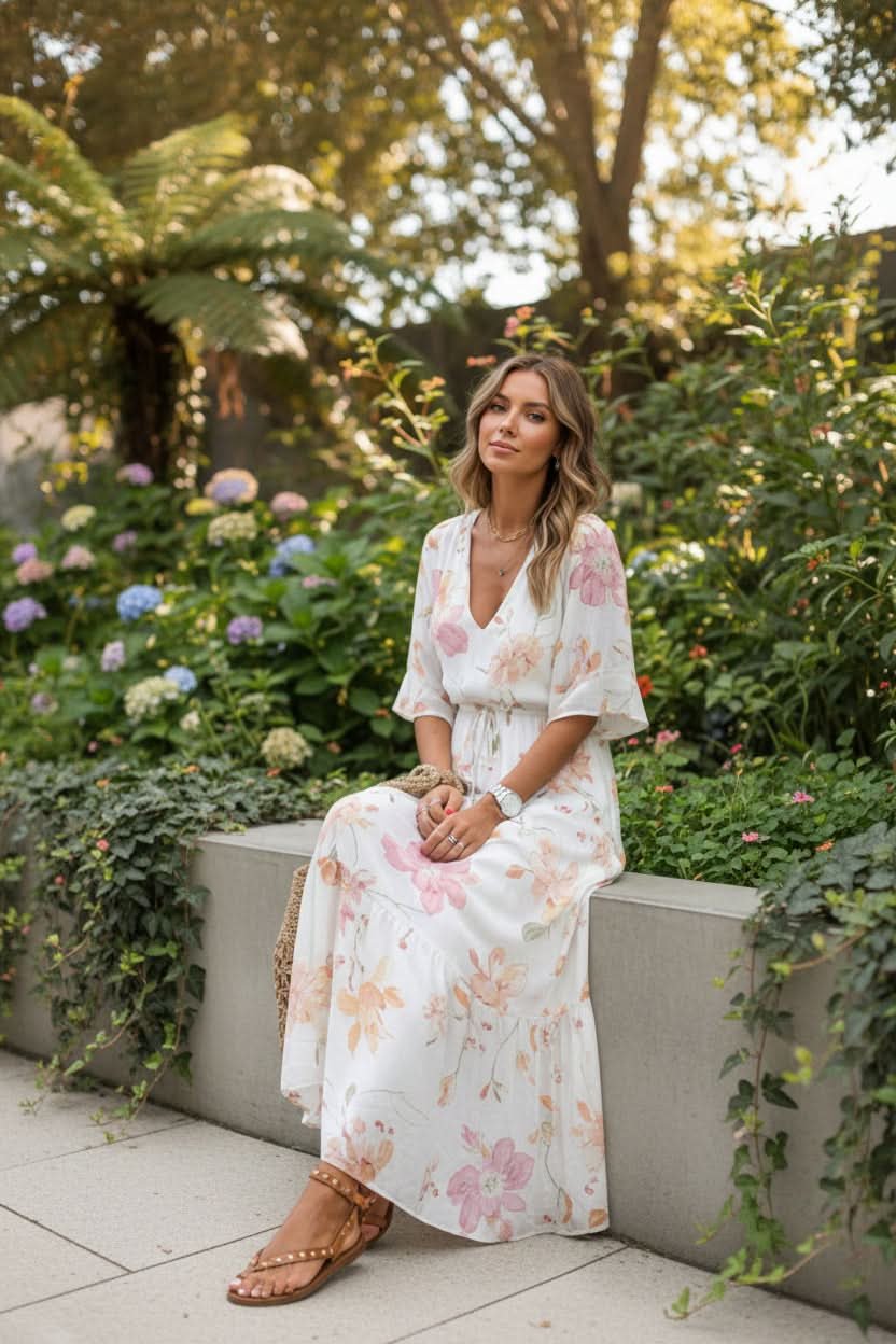 Eleanor | Boho-Maxikleid mit Aquarellblumenmuster 7
