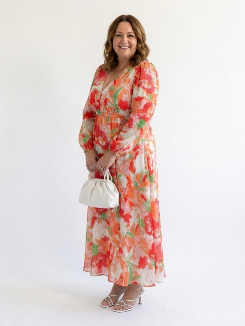 Elysia | Elegantes Maxikleid Langarm mit Botanischem Blumendruck für den Sommer 5