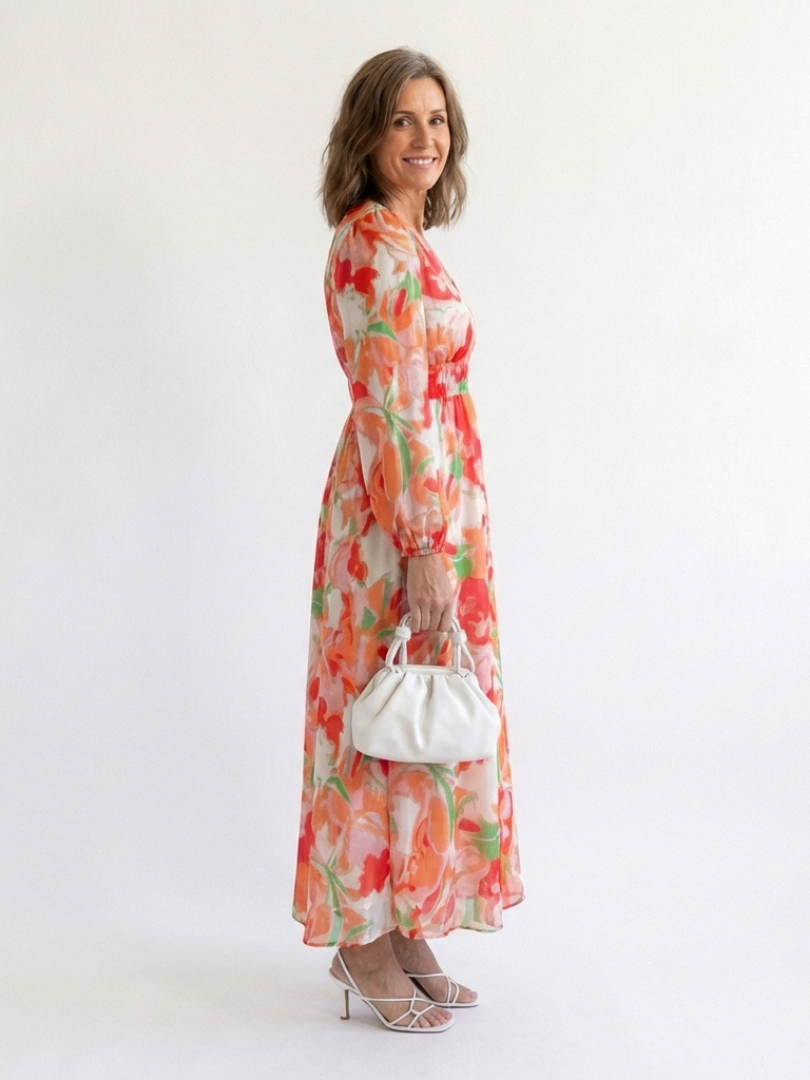 Elysia | Elegantes Maxikleid Langarm mit Botanischem Blumendruck für den Sommer 6