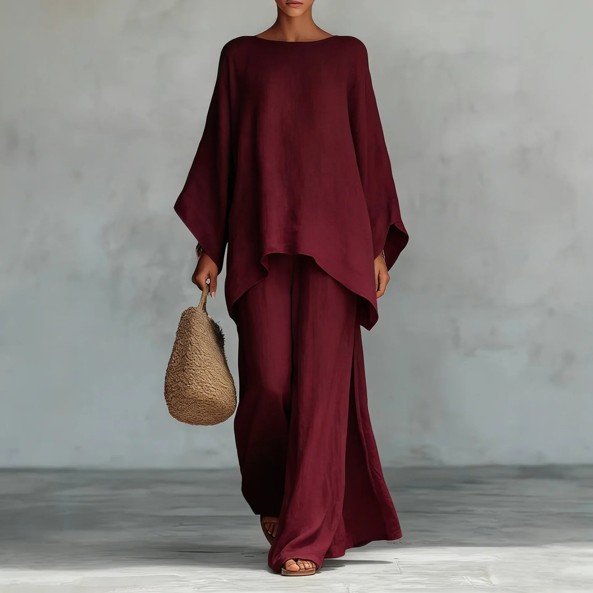 Evangeline | Elegantes, Atmungsaktives Damen Set mit Asymmetrischem Oberteil & Weitem Bein 3