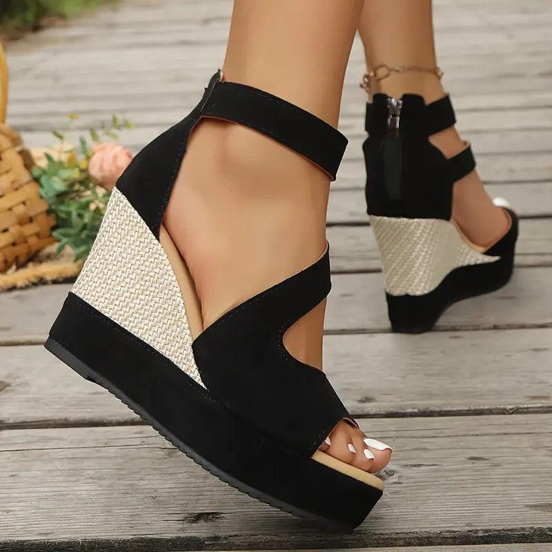 Evelina | Elegante Plateau Sandalen Damen mit Verstellbarem Knöchelriemen für Komfort und Stil 3