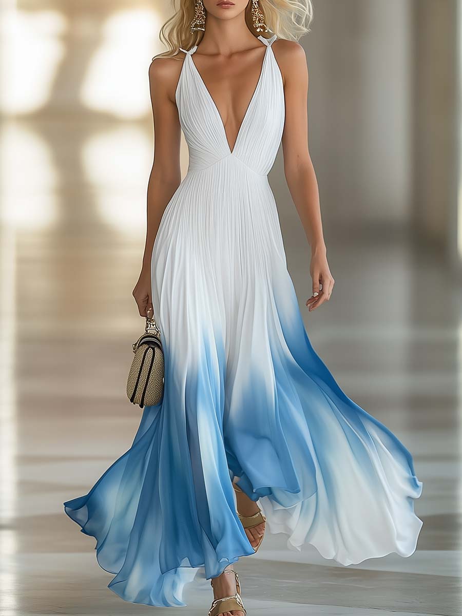Evelina | Elegantes, Atmungsaktives Damen-Maxikleid mit V-Ausschnitt 0