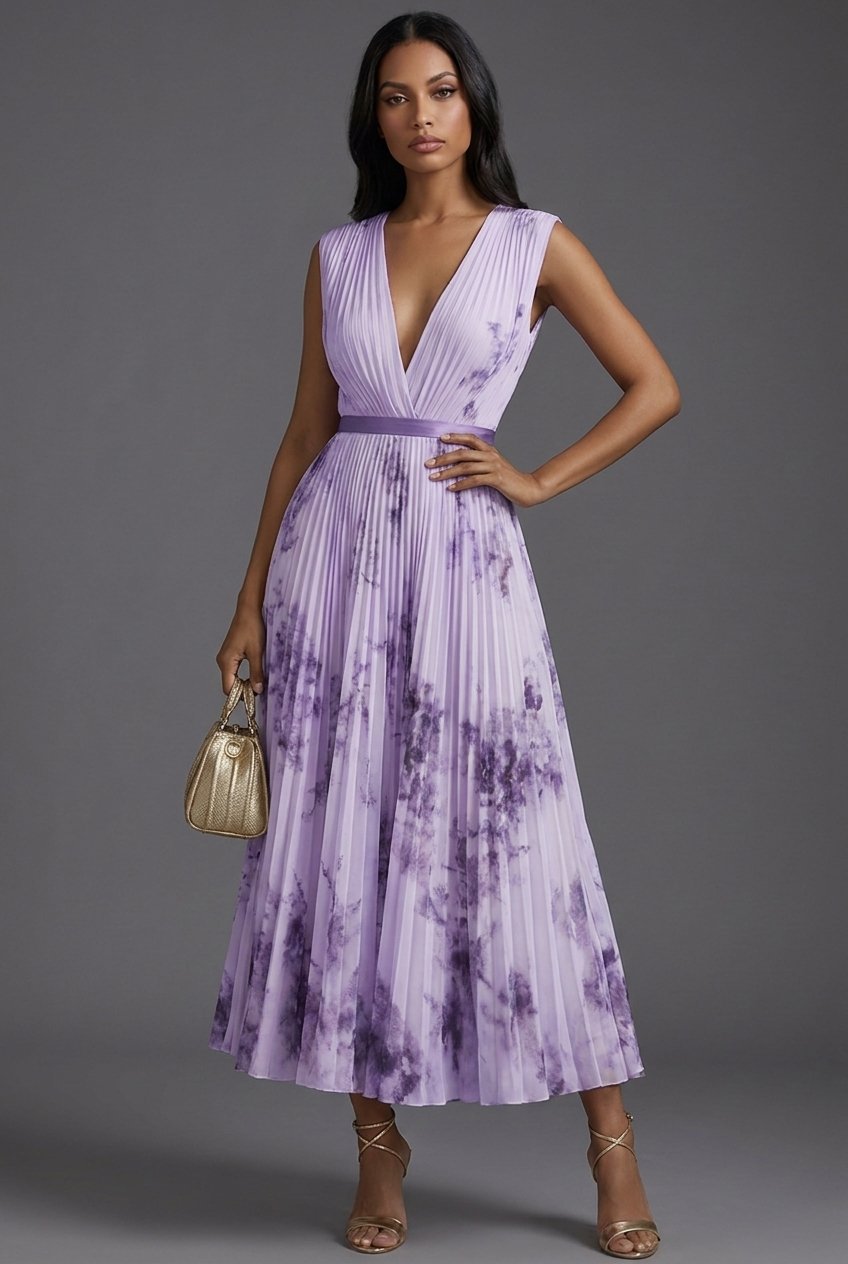 Evelyn | Elegantes plissiertes Midikleid mit Blumenmuster 5