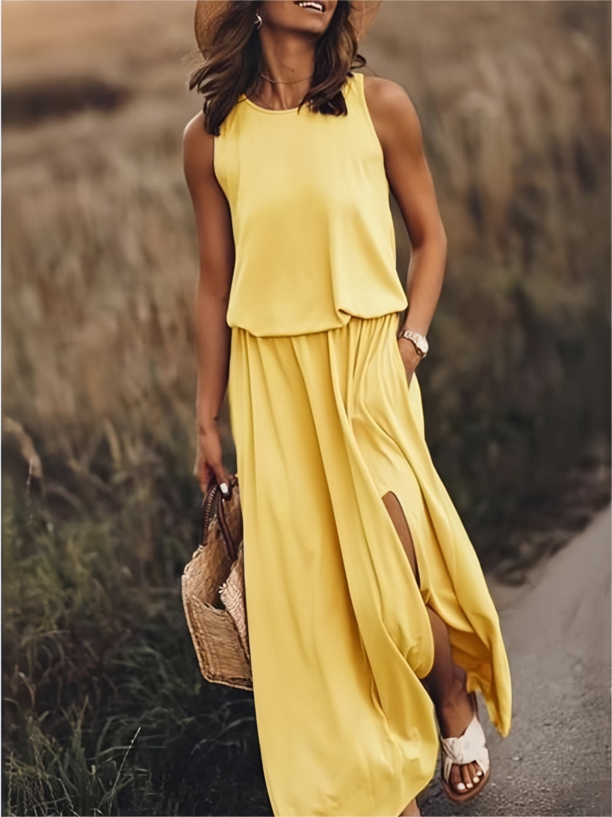 Fiona | Ärmelloses, Elegantes & Bequemes Damen-Maxikleid 0
