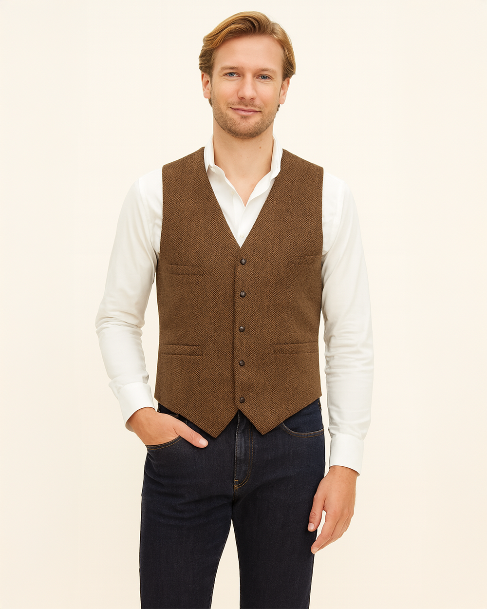 Schlanke Anzugsweste mit Knopfleiste