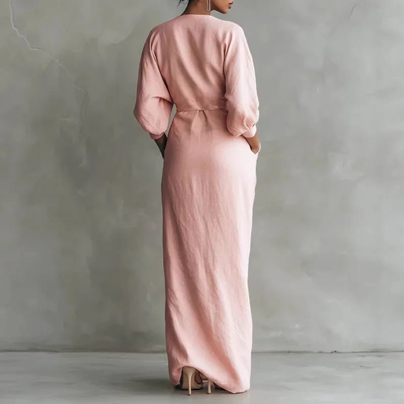 Gina | Elegantes Maxikleid Langarm für Hochzeitsgast – Figurbetont & Festlich 1