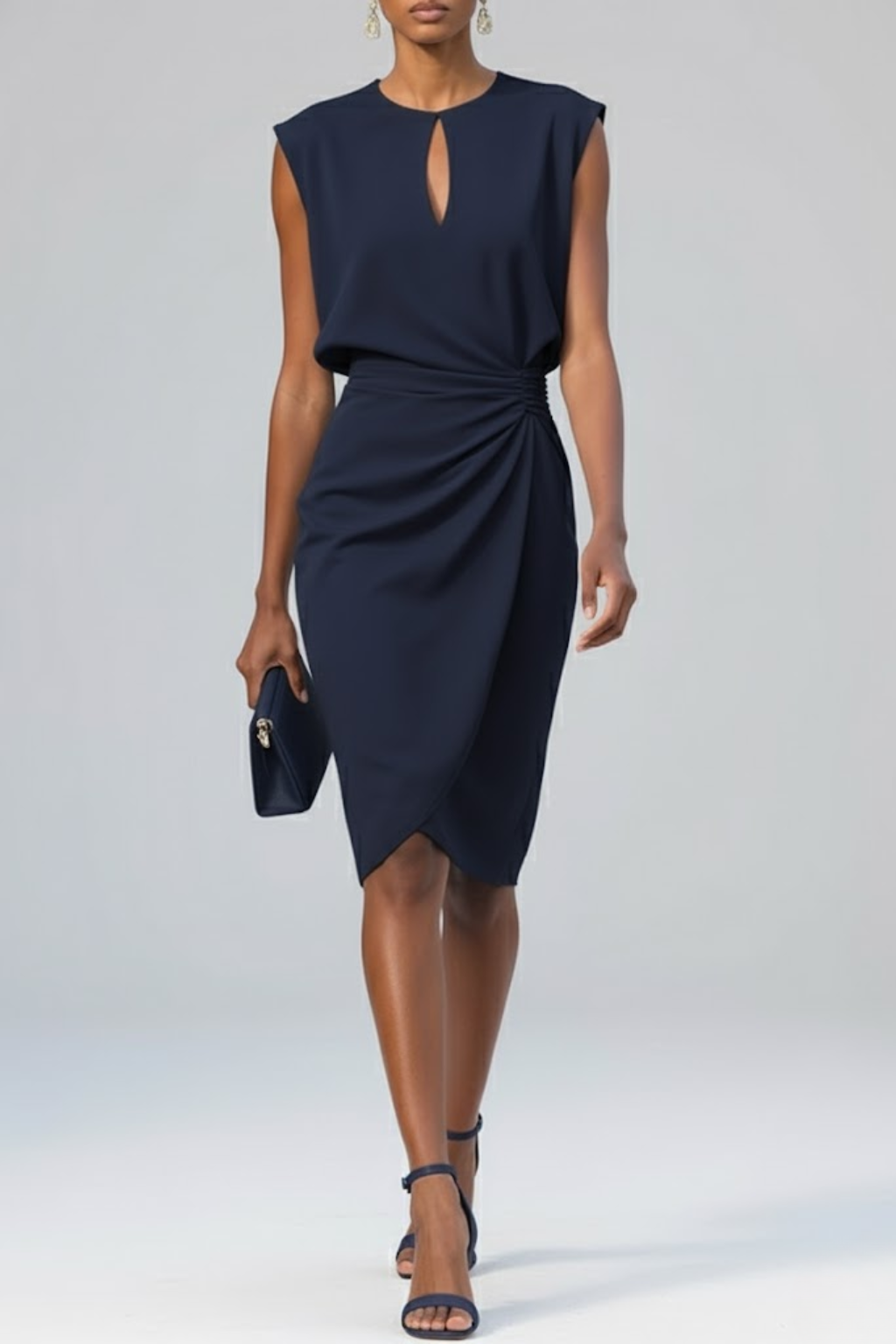 Gisella | Elegantes Midi-Kleid für Hochzeitsgast – Fließend, Schlüsselloch-Ausschnitt & Figurbetont 1