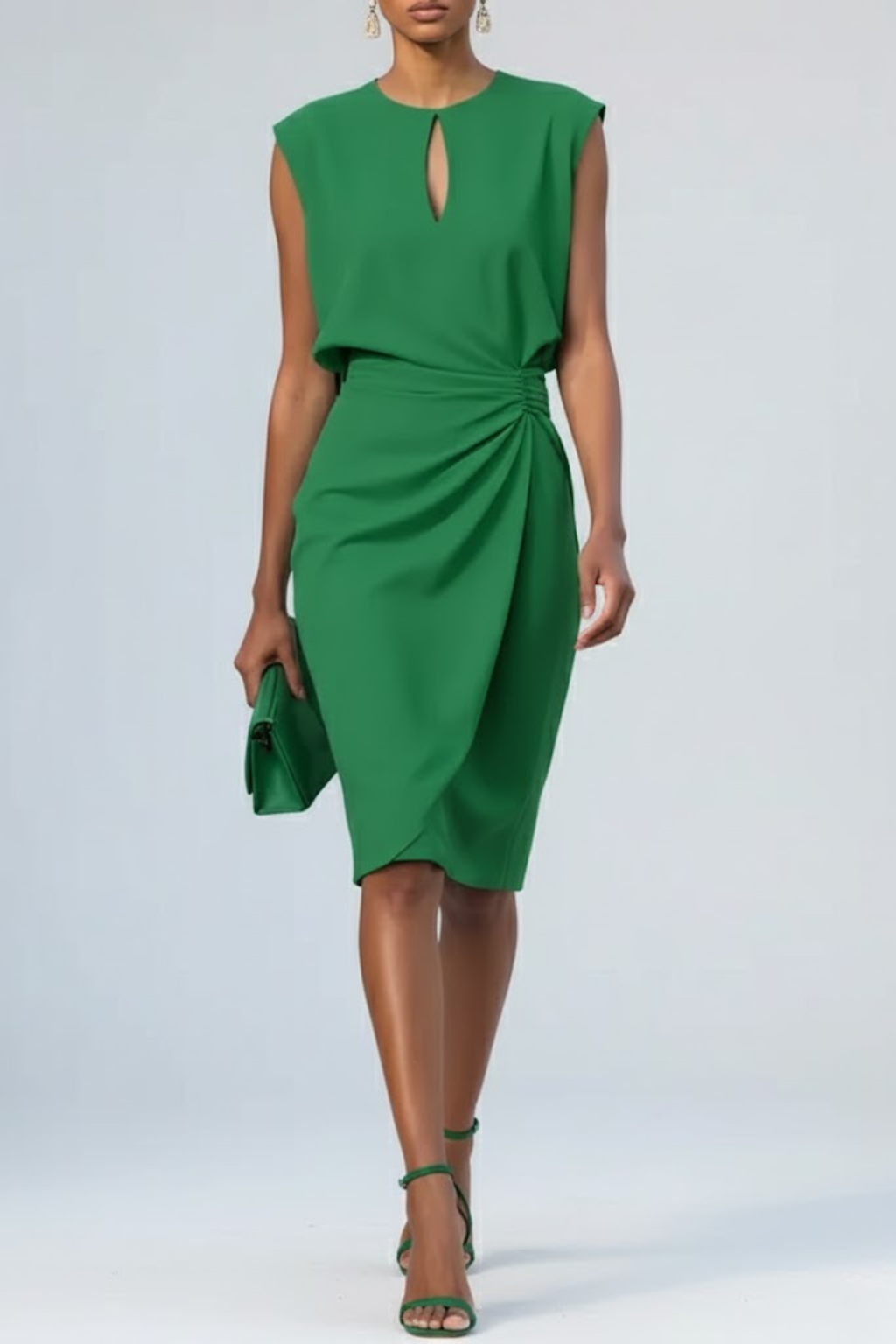 Gisella | Elegantes Midi-Kleid für Hochzeitsgast – Fließend, Schlüsselloch-Ausschnitt & Figurbetont 4