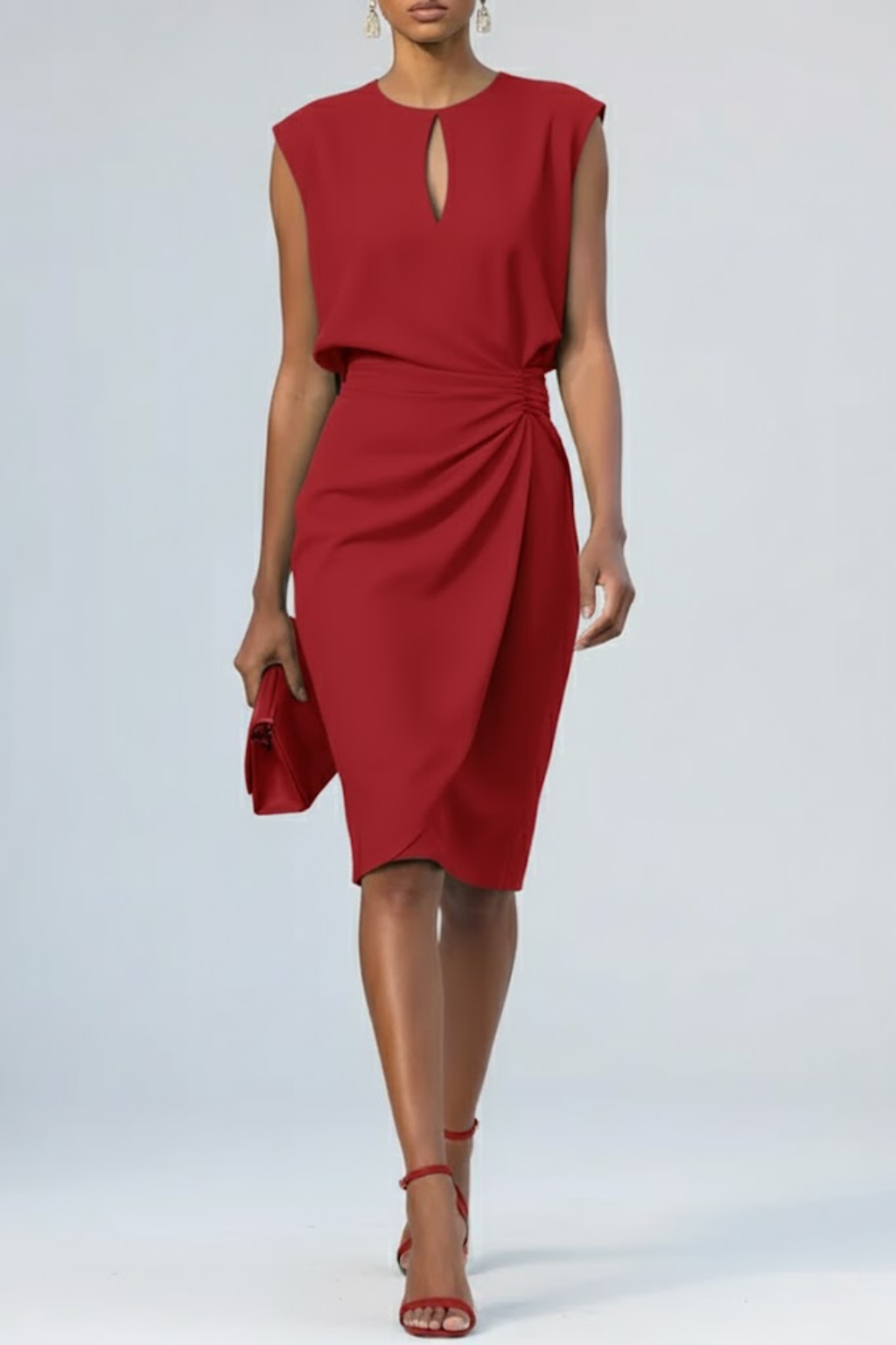 Gisella | Elegantes Midi-Kleid für Hochzeitsgast – Fließend, Schlüsselloch-Ausschnitt & Figurbetont 5