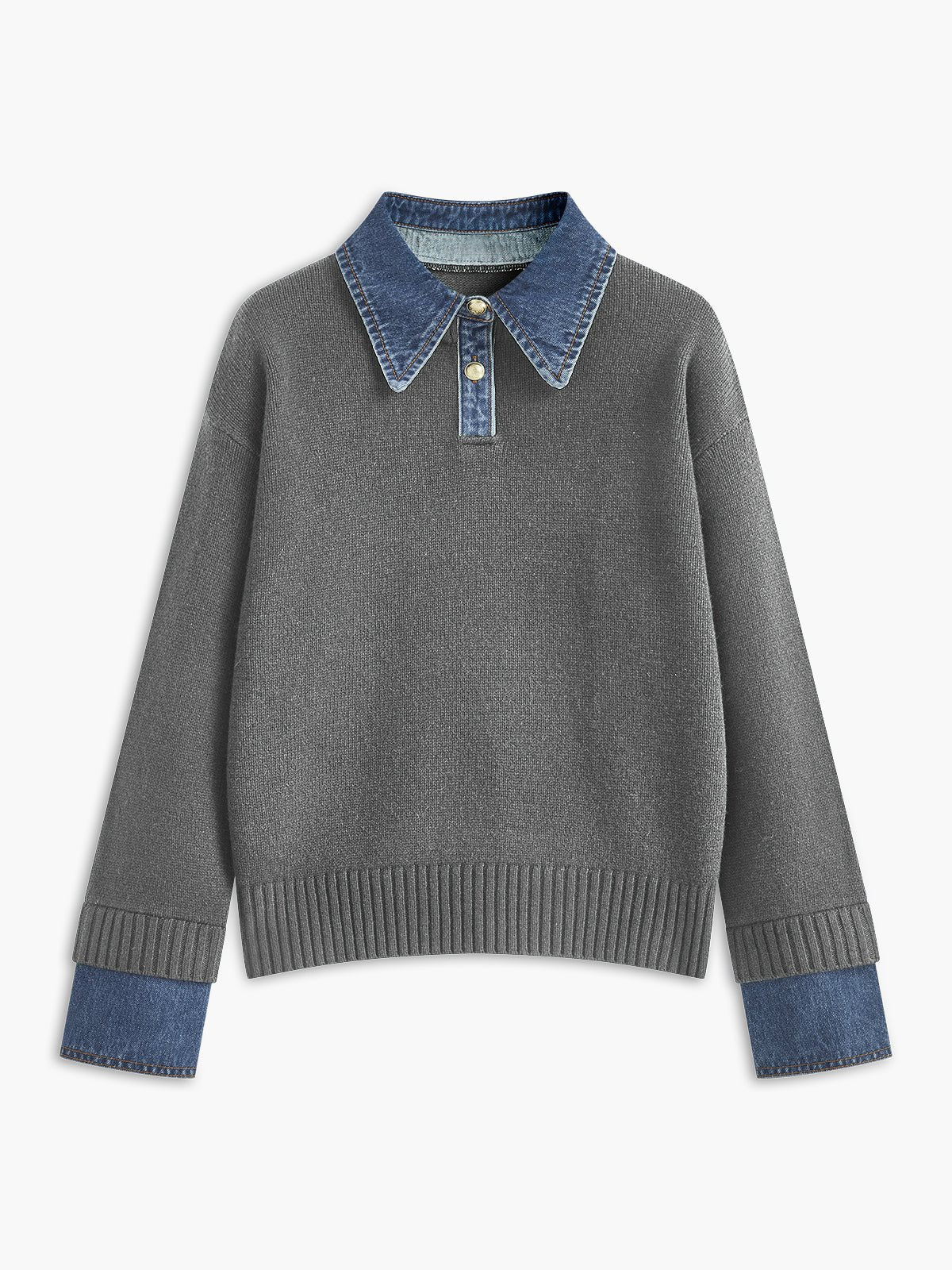 Grace | Eleganter Strickpolopullover mit Jeanskragen 6