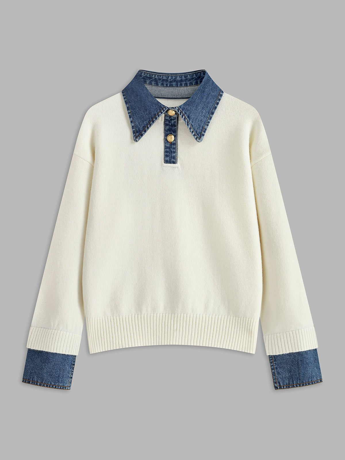 Grace | Eleganter Strickpolopullover mit Jeanskragen 9