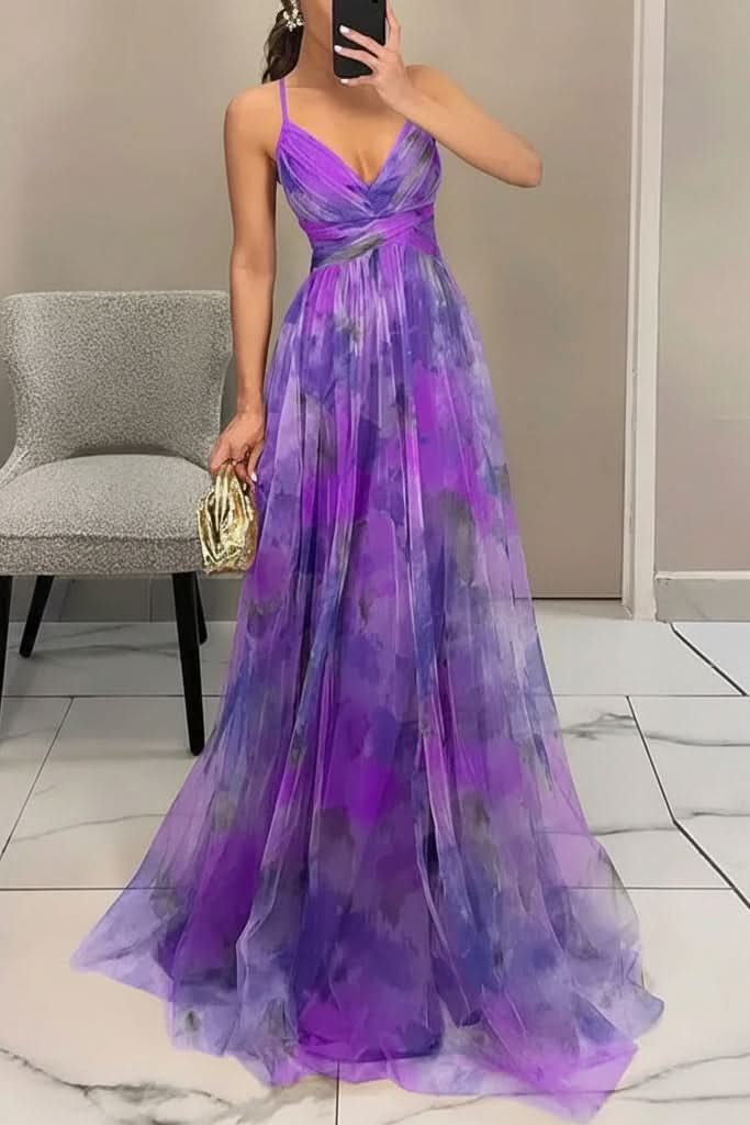 Grace | Lebendiges Maxikleid aus Tüll mit Aquarellblumenmuster 5