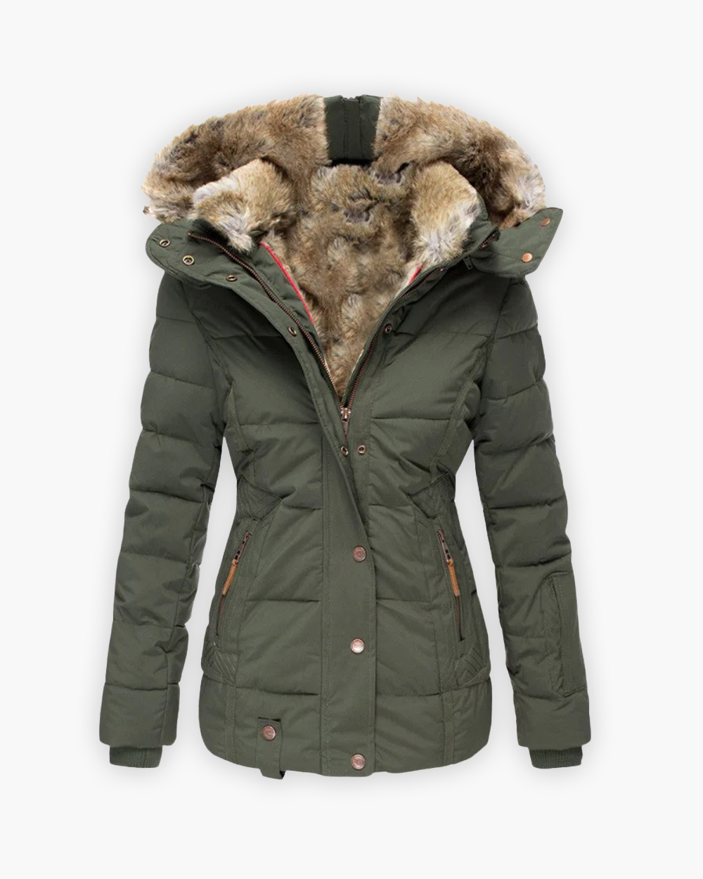 Kapuzen Winterjacke mit Kunstfellfutter