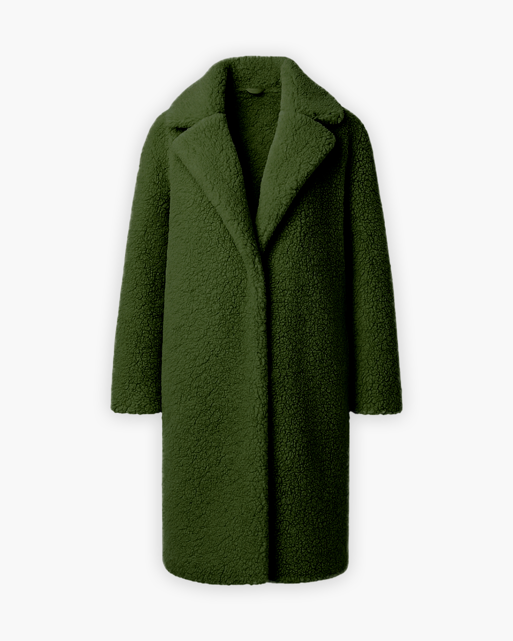 Langer Teddy Mantel mit Reverskragen