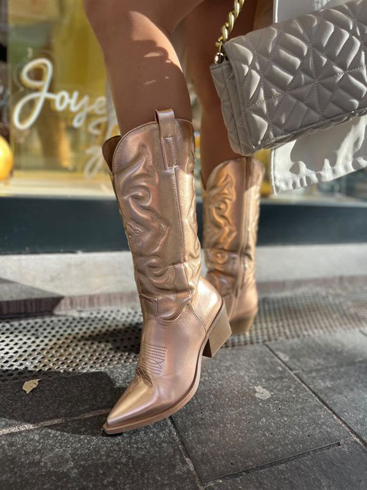 Greta | Glamouröse Western-Cowboystiefel im Metallic-Stil 4