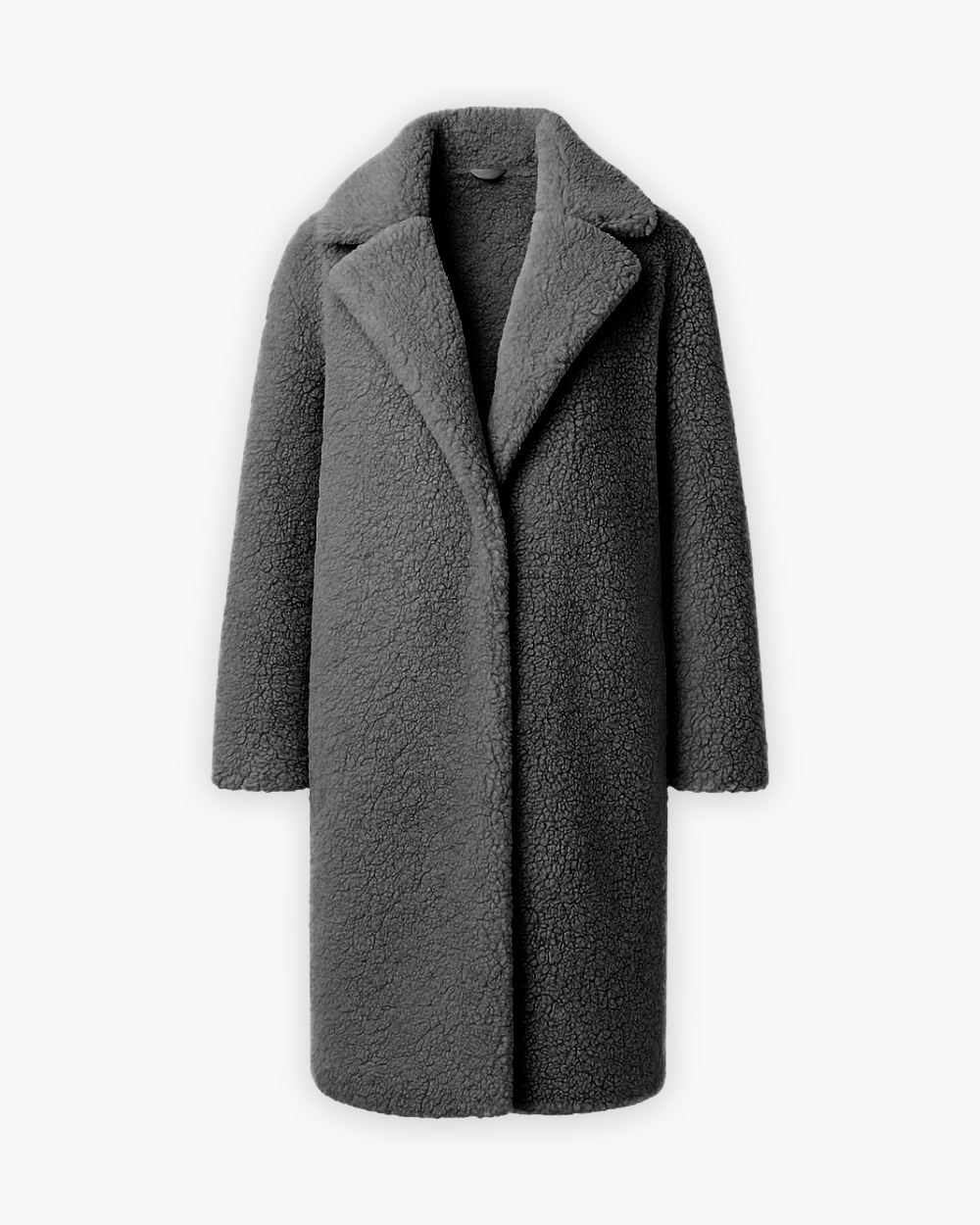 Langer Teddy Mantel mit Reverskragen