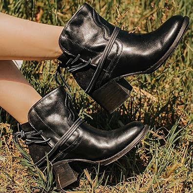Harlow | Damen Western-Stiefeletten Blockabsatz Schnürstiefeletten Vielseitig 3