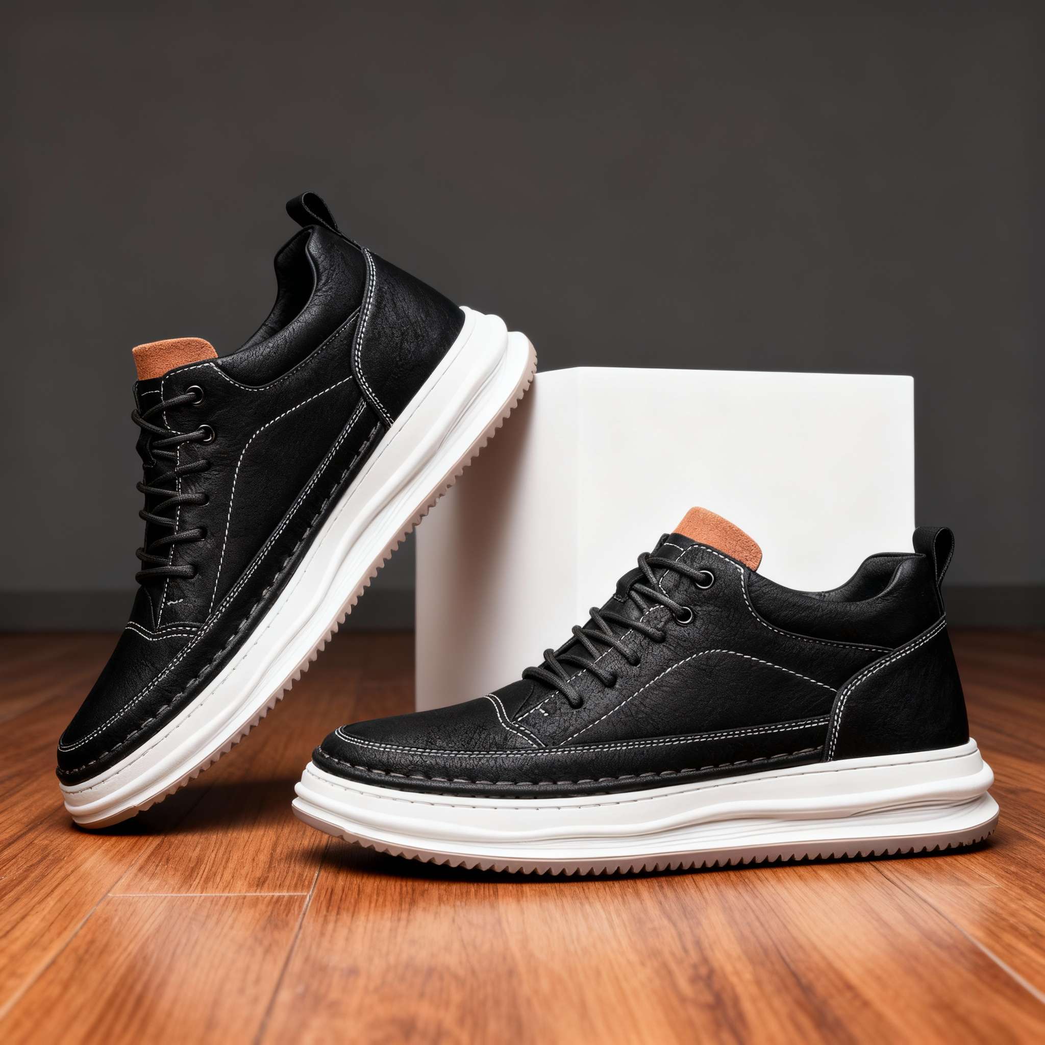 Harlow | Elegante & Bequeme Schwarze Ledersneaker Herren 7
