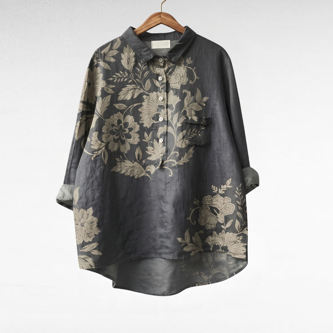 Harmonia | Elegante Leinenbluse Damen – Atmungsaktiv, Leicht & Mit Blumendruck 0