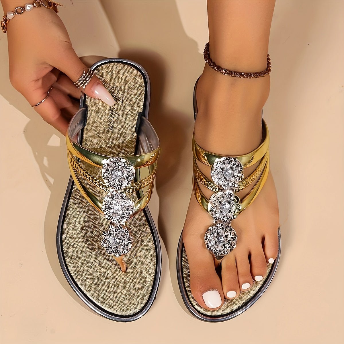 Harmonia | Elegante, Bequeme & Glamouröse Damen-Sandalen mit Strasssteinen 2