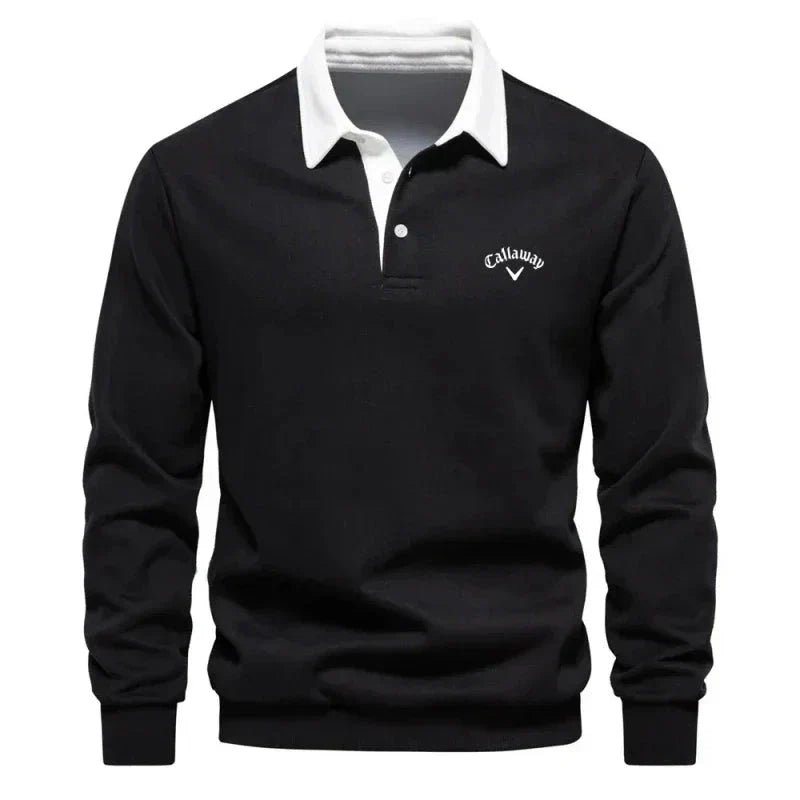 Henry | Herren-Golfpolopullover mit langen Ärmeln, Kontrastkragen und Baumwollmischung 1
