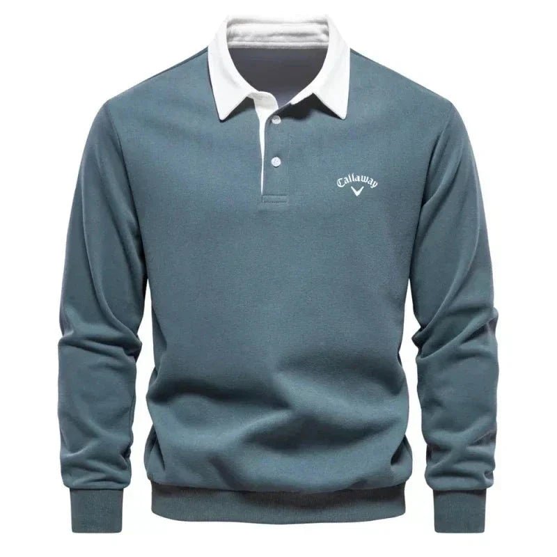 Henry | Herren-Golfpolopullover mit langen Ärmeln, Kontrastkragen und Baumwollmischung 3