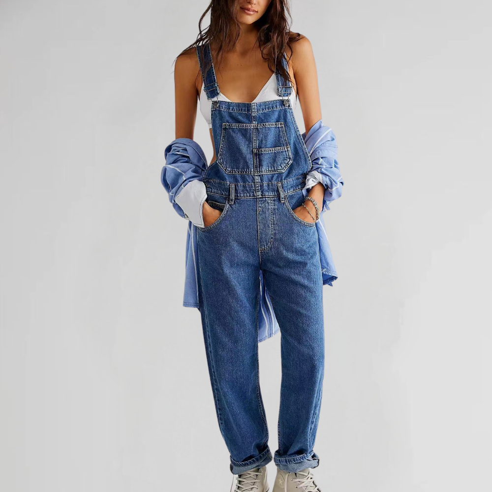 Hilda | Figurbetonte Damen-Latzhose aus strapazierfähigem Denim mit Kreuzträger-Design 2