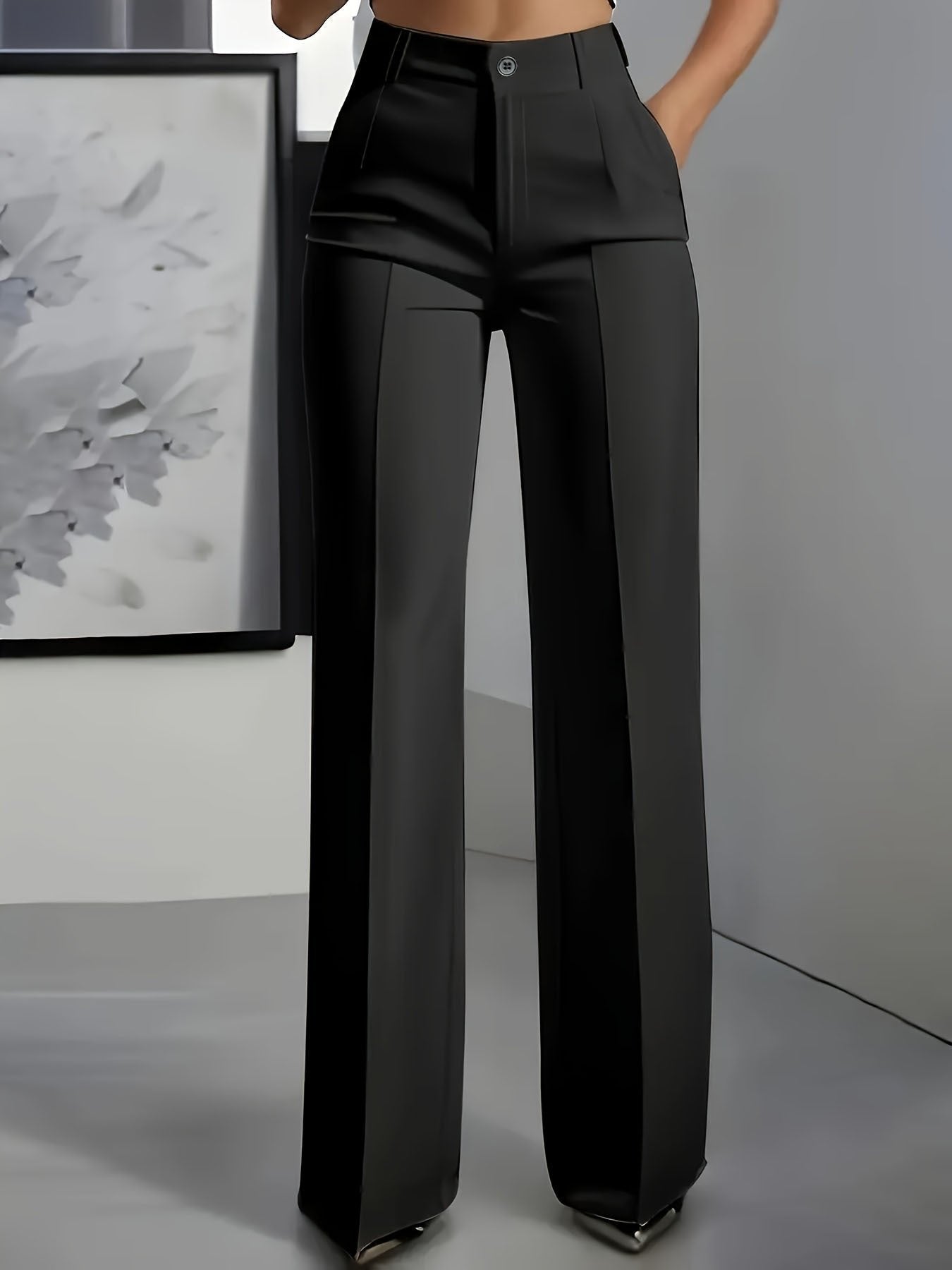 Iris | Elegante & Hochtaillierte Stoffhose Damen mit Weitem Bein 7