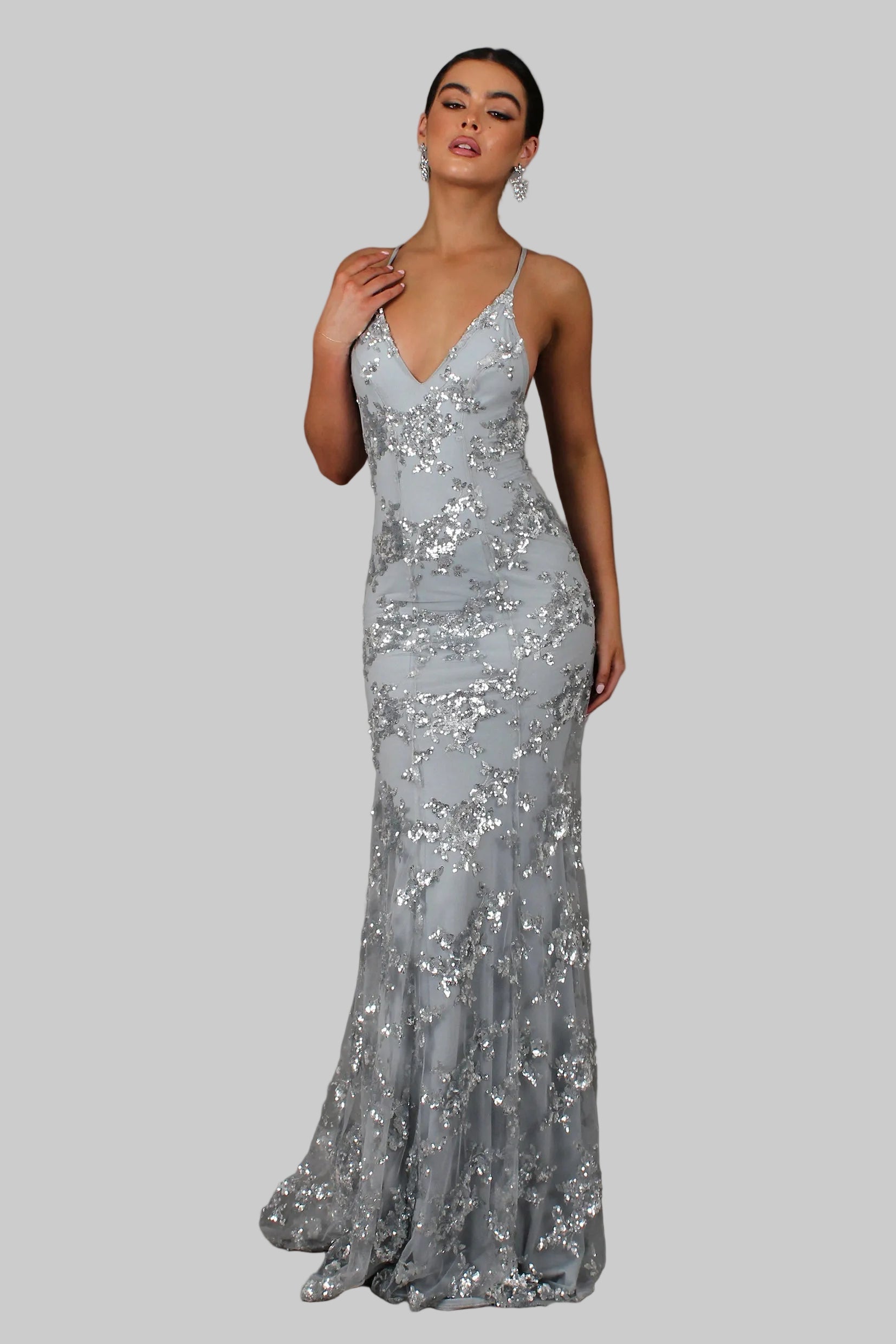 Isabella | Maxikleid Festlich V-Ausschnitt Offener Rücken Glamour 1